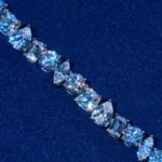 Adamans – Moissanite Mixed Shape Double Strand Tennis Chain – 925 Silver – D Colour – VVS1