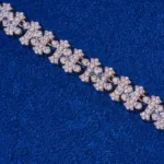 Adamans – 8.5MM Iced Out Cross Link Chain – White Gold