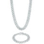 Adamans – 13mm Cuban Chain + Bracelet – White Gold
