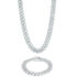 Adamans – 8.5MM Iced Out Cross Link Chain – White Gold